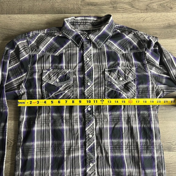 BKE Snap Button Up Shirt Mens Large Western Stitching Plaid Pockets‎ - Picture 7 of 9